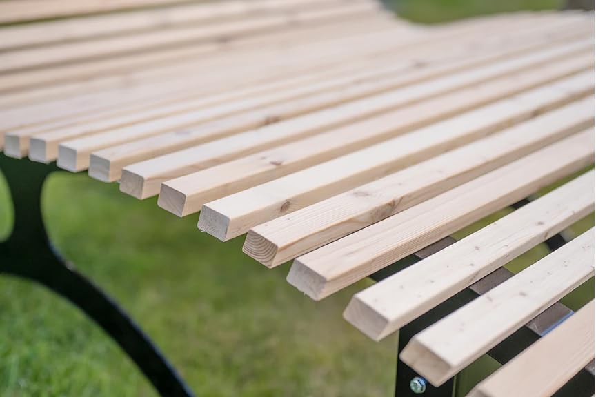 Waldsofa für 2-3 Personen, Sonnenliege, Relaxliege, Wellenliege, Holzliege, Himmelsliege, Gartenliege für den Garten, schwarz pulverbeschichtet
