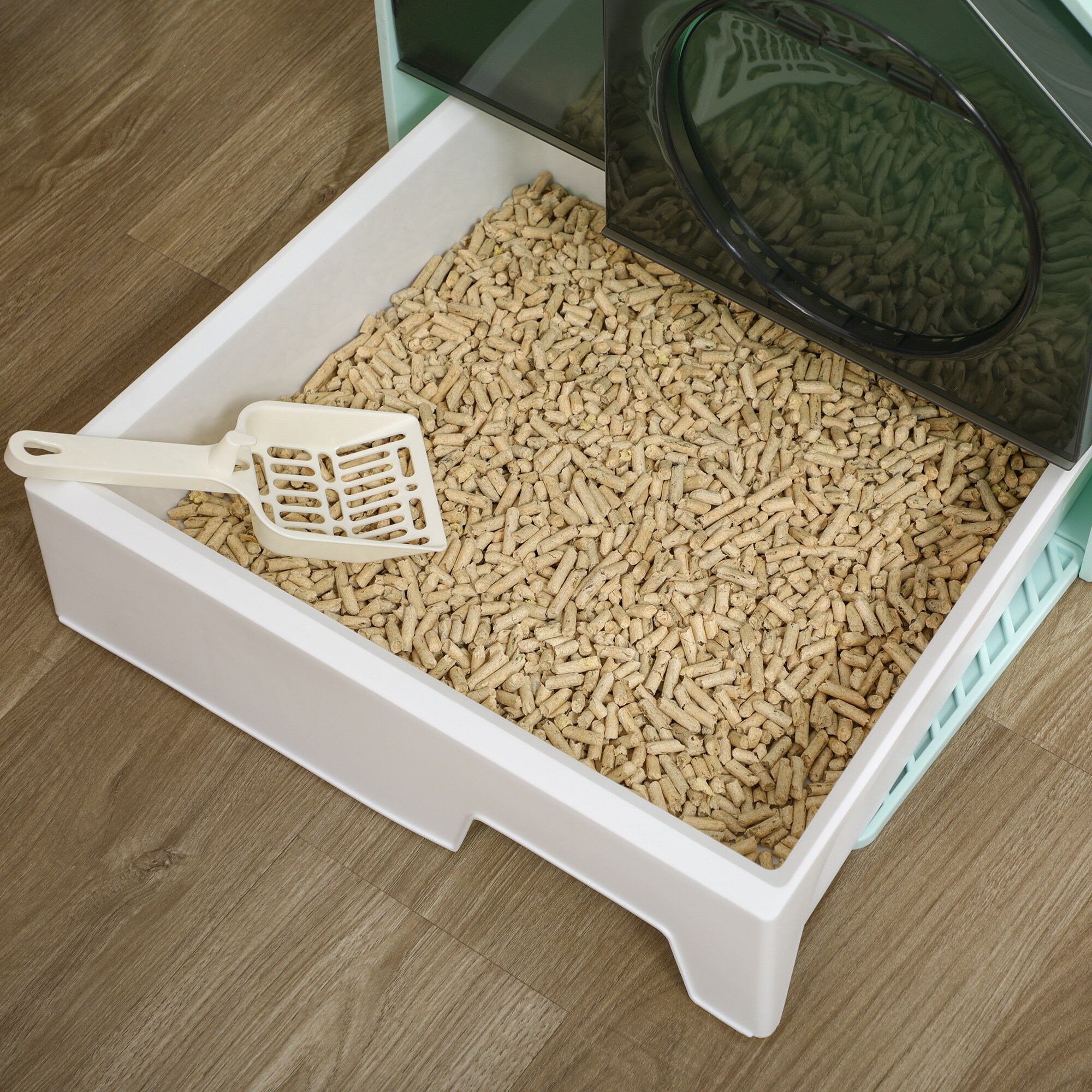 PawHut Katzentoilette mit Schaufel blau 47L x 45B x 42H cm