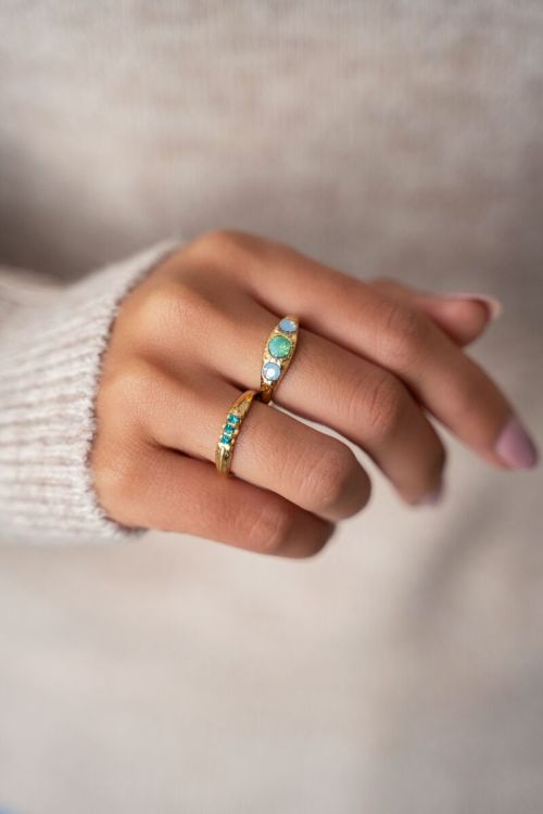 Triple ocean blue ring