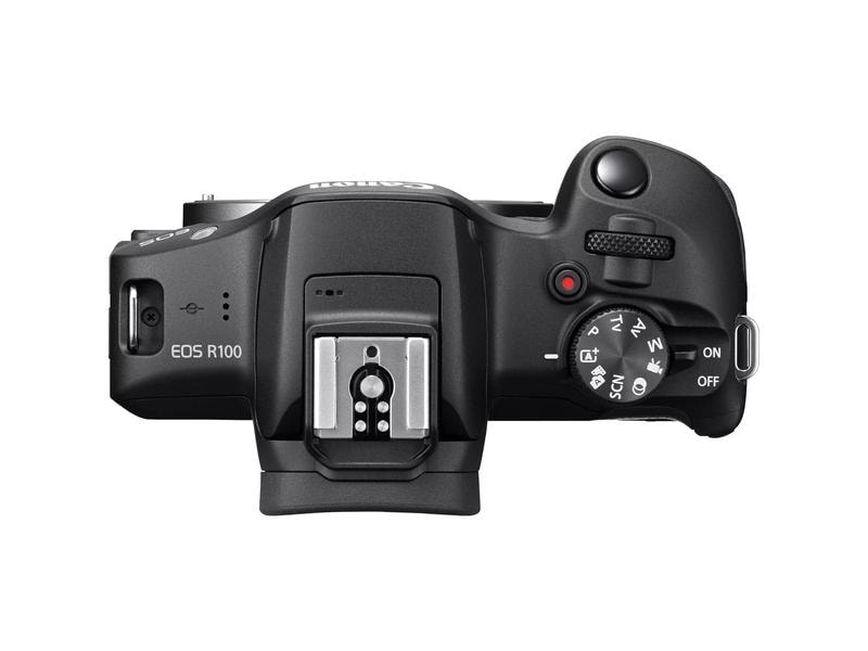 Canon Fotokamera EOS R100 RF-S 18-45 mm SDXC Extreme 64 GB Kompaktkamera mit leistungsstarken Funktionen, Objektiv, Speicherkarte und Tasche