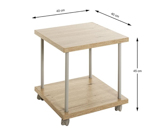 PEGANE - Table de desserte en bois coloris chêne clair et métal color...