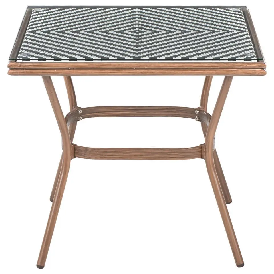 CASPRI - Tuintafel - Wit/Zwart - 80 x 80 cm - PE rotan