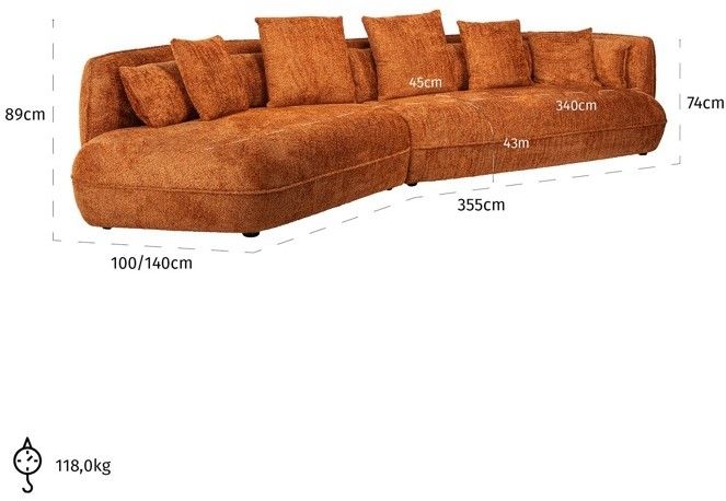Bankstel S5160 Lovely Pumpkin Rodina B355 x D140 x H89 cm