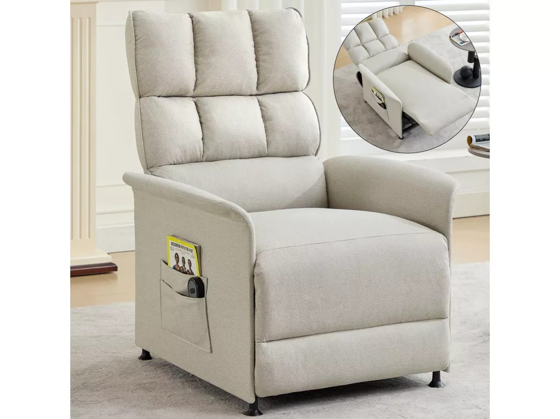 Fauteuil electrique avec télécommande - avec sac de rangement - Beige