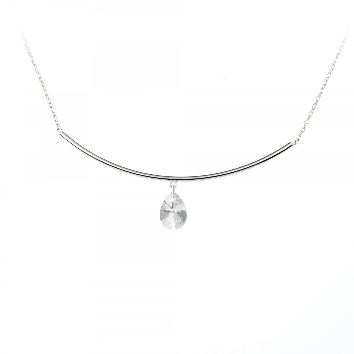 Collier orné d'un cristal scintillants SC Crystal en Métal rhodié