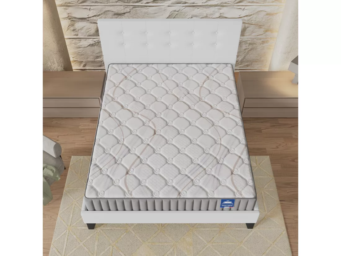 Ensemble Matelas + Lit Avec Tête De Lit 120x190 Cm, Sirius 16cm D’épaisseur Latex Naturel