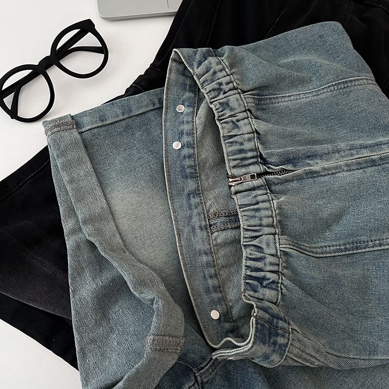 Babique - Strapless denim romper met wijde pijpen