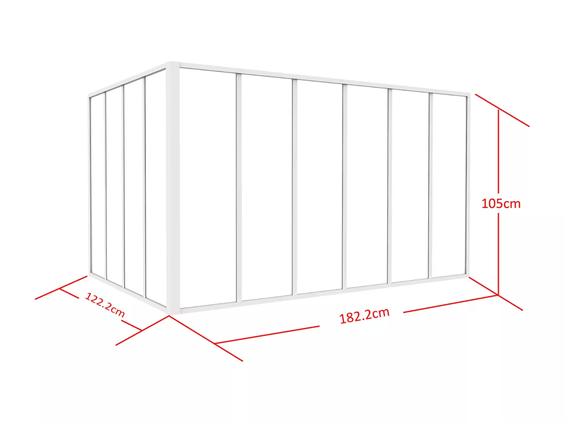 Verrière d'angle d'atelier en aluminium thermolaqué - L180 x L120 x H105 - Blanc - BAYVIEW