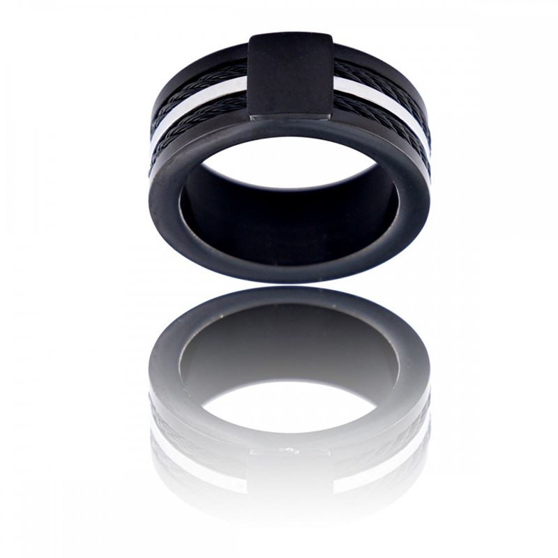 Magnifique Bague Anneau Homme Acier Noir