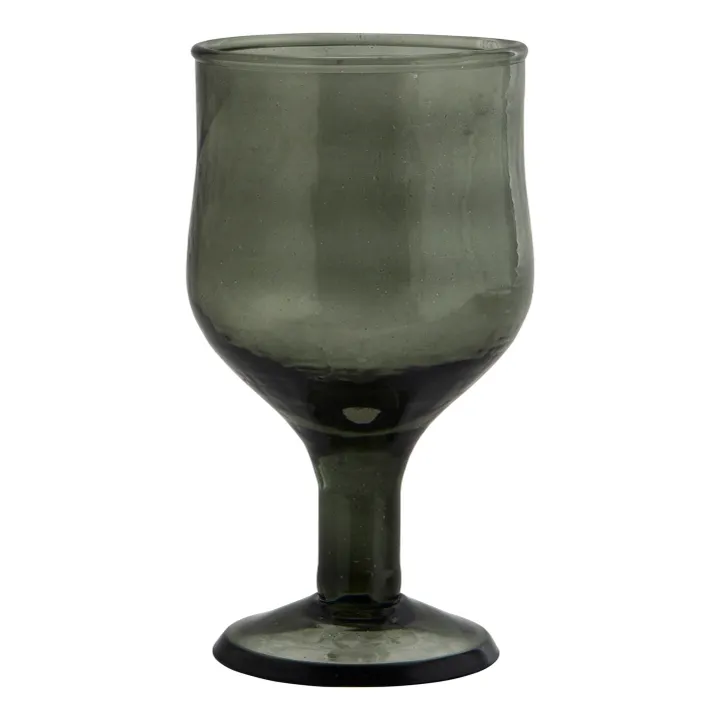 Madam Stoltz Verre à vin martelé | Vert foncé