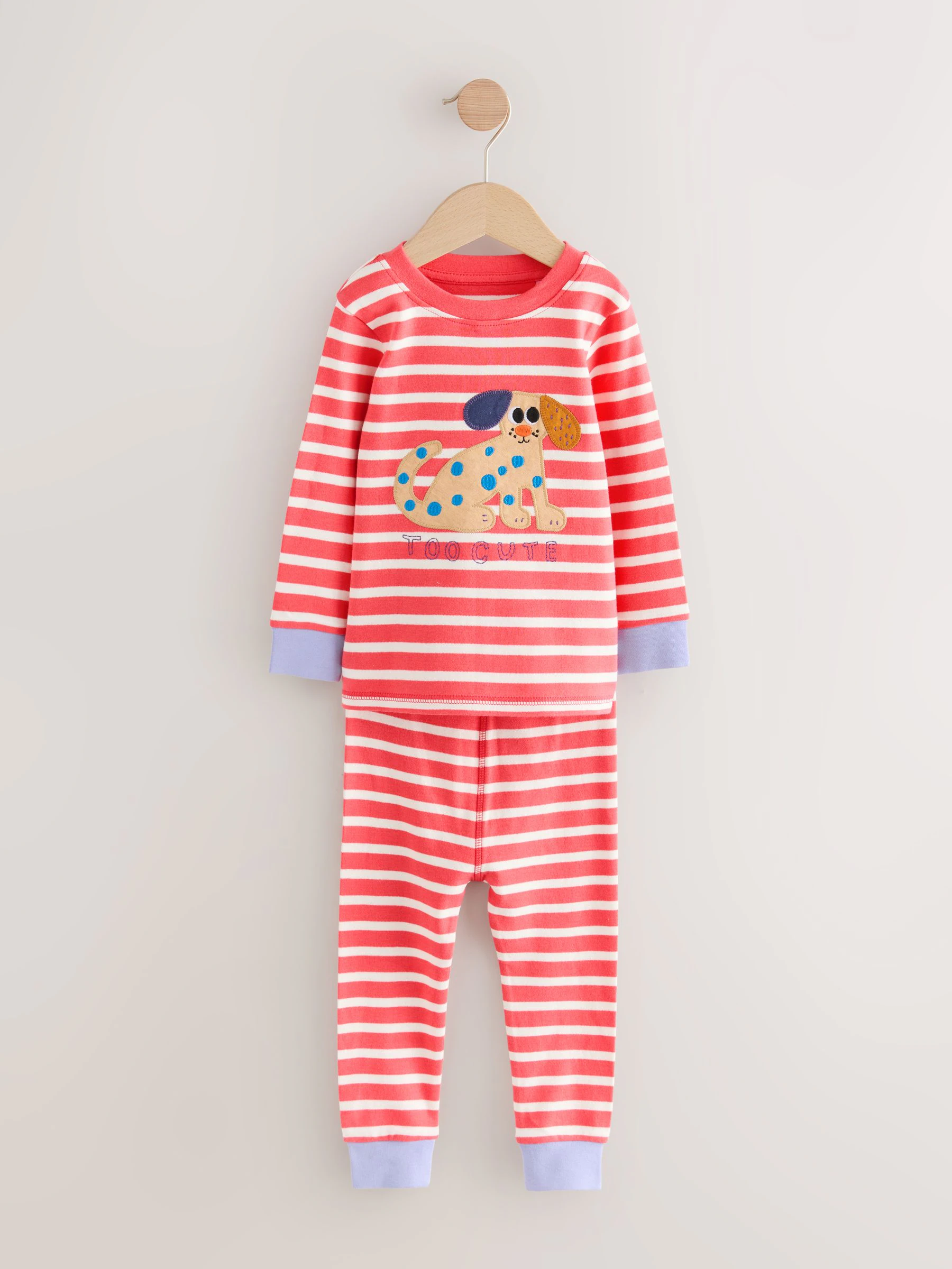 Rood/marineblauw hondenapplicatie - Verpakking van 3 knusse pyjama's (9 mnd-9 jr)