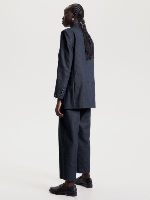 Blazer de sarja com abotoamento duplo ajustado