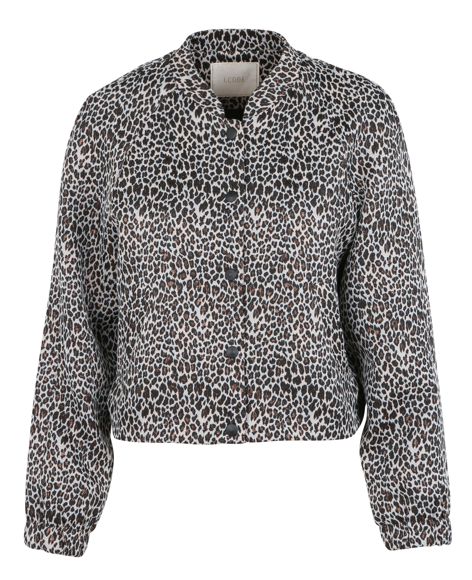 Veste courte col teddy léopard | Noir