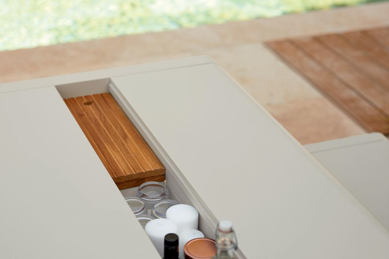 Fermob Bellevie tuintafel 196x90 met opbergruimte Nutmeg