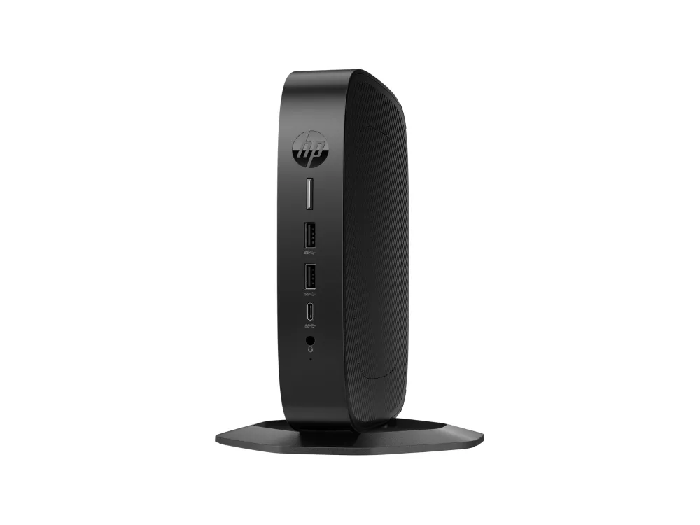 HP Elite t655 - Tynd klient - SFF 1 x Ryzen Embedded R2314 / op til 3.5 GHz - RAM 4 GB - flash 32 GB - eMMC - Radeon Graphics - Gigabit Ethernet, Bluetooth 5.2, IEEE 802.11ax (Wi-Fi 6) - HP ThinPro - skærm: ingen - tastatur: tysk