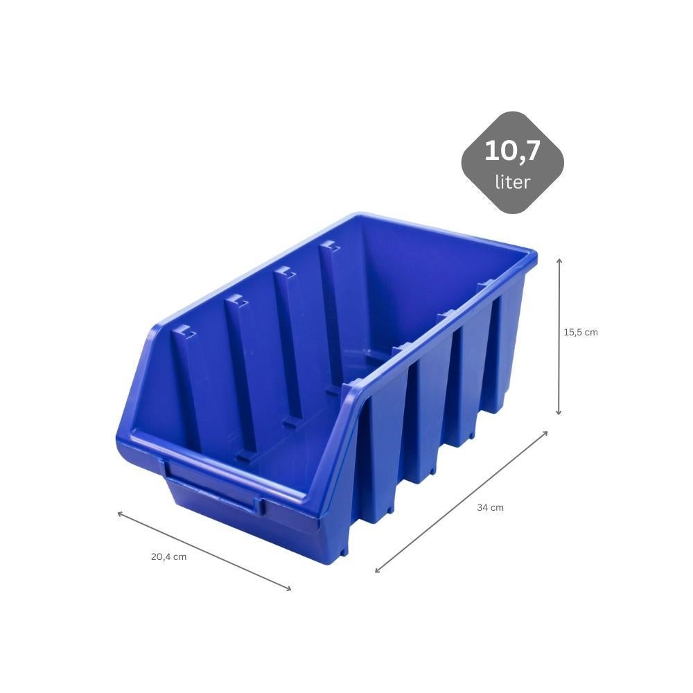 PROREGAL SuperSaver Set 10x Opbergdoos 4 HxBxD 15,5 x 20,4 x 34 cm Polypropyleen Blauw