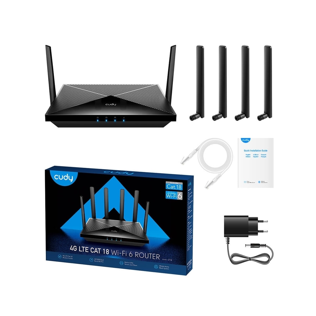 CUDY 4G Router LT18 Cat 18 AX1800 Gigabit Dual-SIM