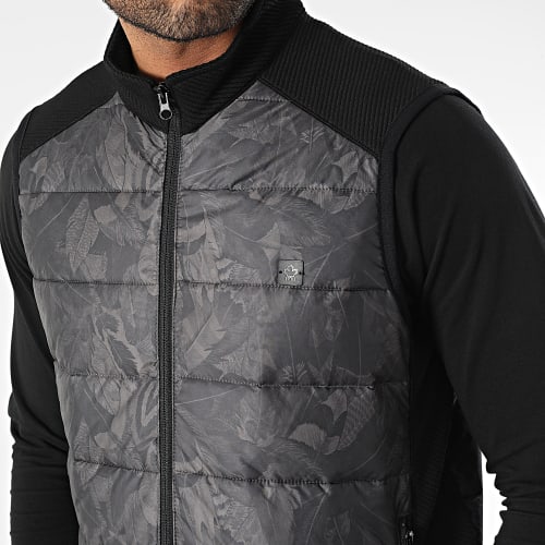 Doudoune Sans Manches Gris Anthracite Floral