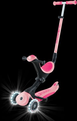 Globber Go-Up Deluxe Lights 3-hjuls Sparkesykkel, Pastel Pink