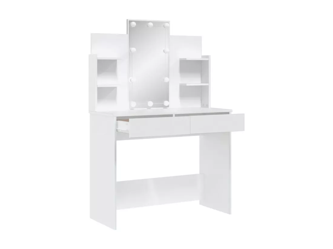 Coiffeuse avec lumières LED blanc 96x40x142 cm