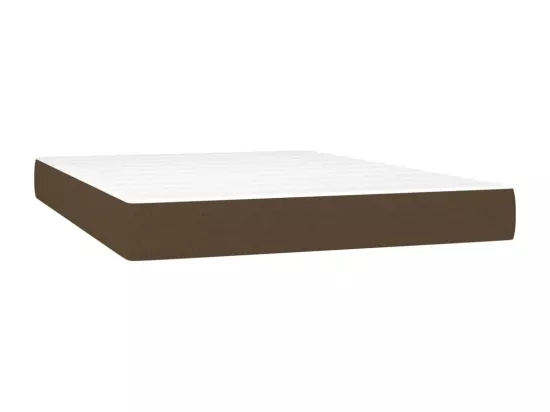 Sommier tapissier matelas et LED Marron foncé 140x190 cm Tissu