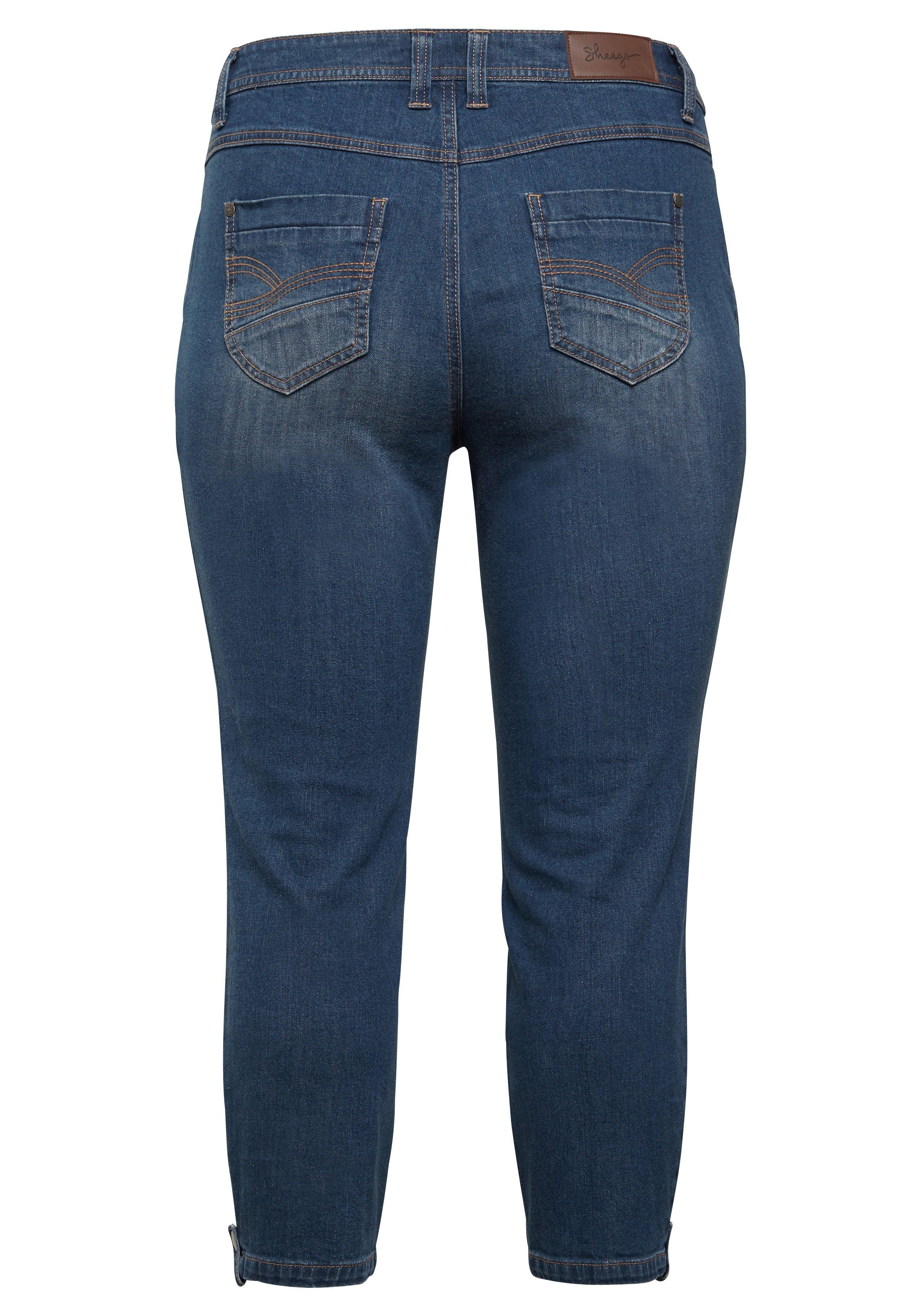Slim Fit Jeans in 7/8-Länge mit Destroyed-Effekten