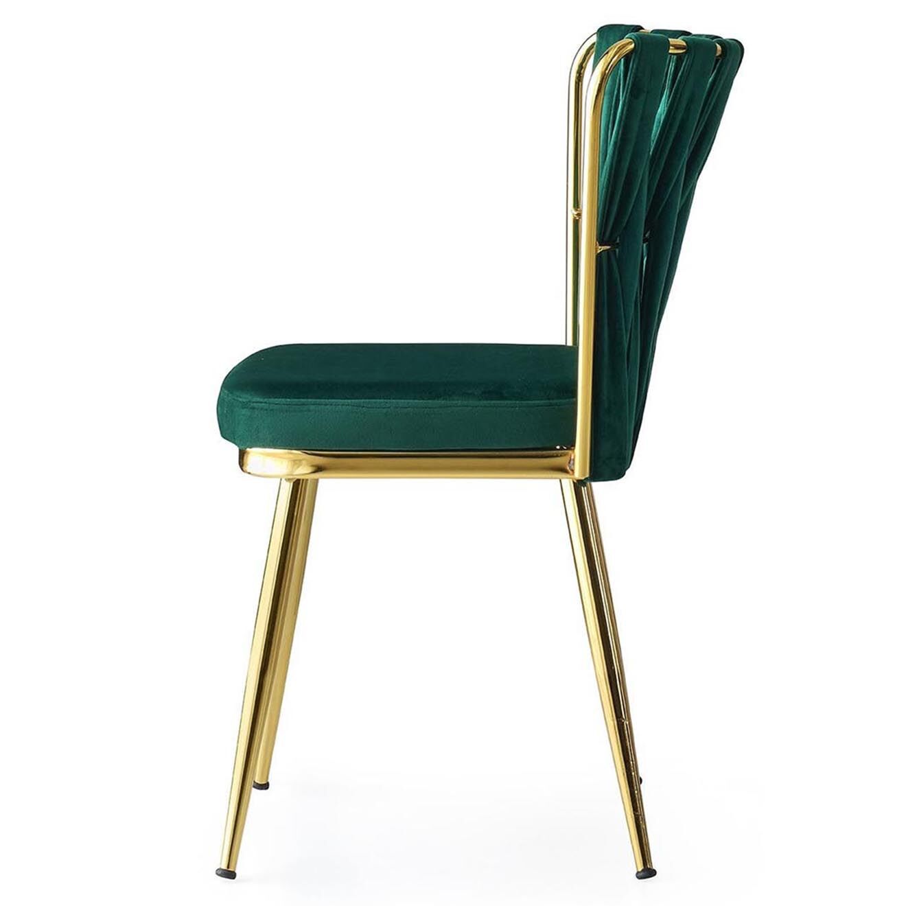Homitis 2 Chaises Kusakli doré/vert - 43x82x43 cm