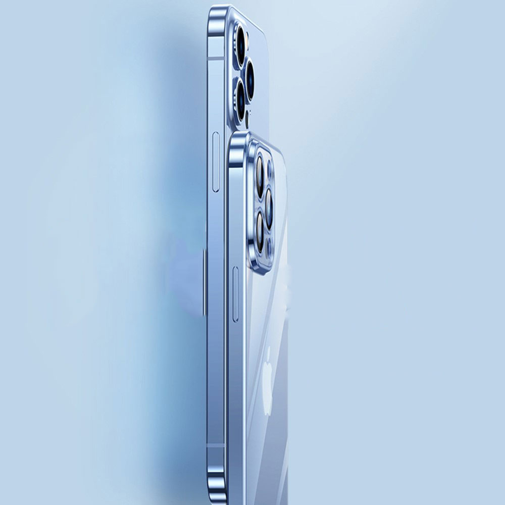 iPhone 13 Gummi Case Hülle Galvanisierter Rahmen   Kameraglasschutz - Silber