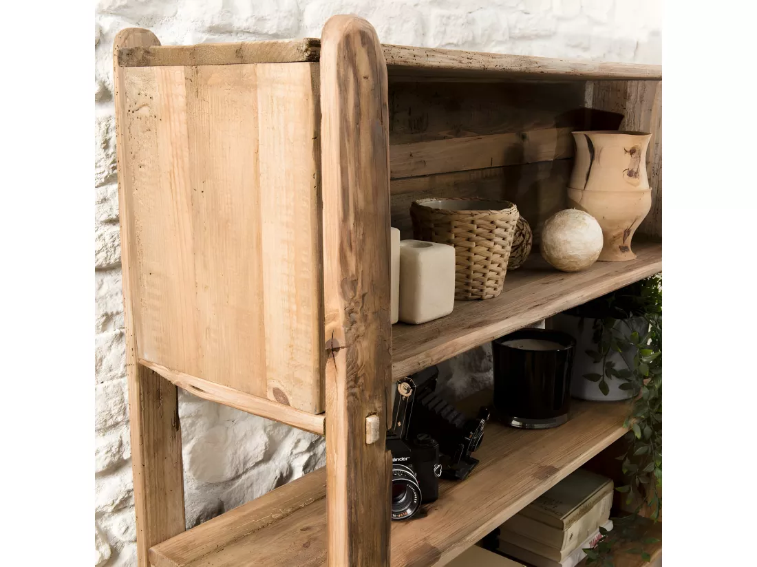 ANDRIAN - Étagère marron 5 niveaux bois Pin recyclé