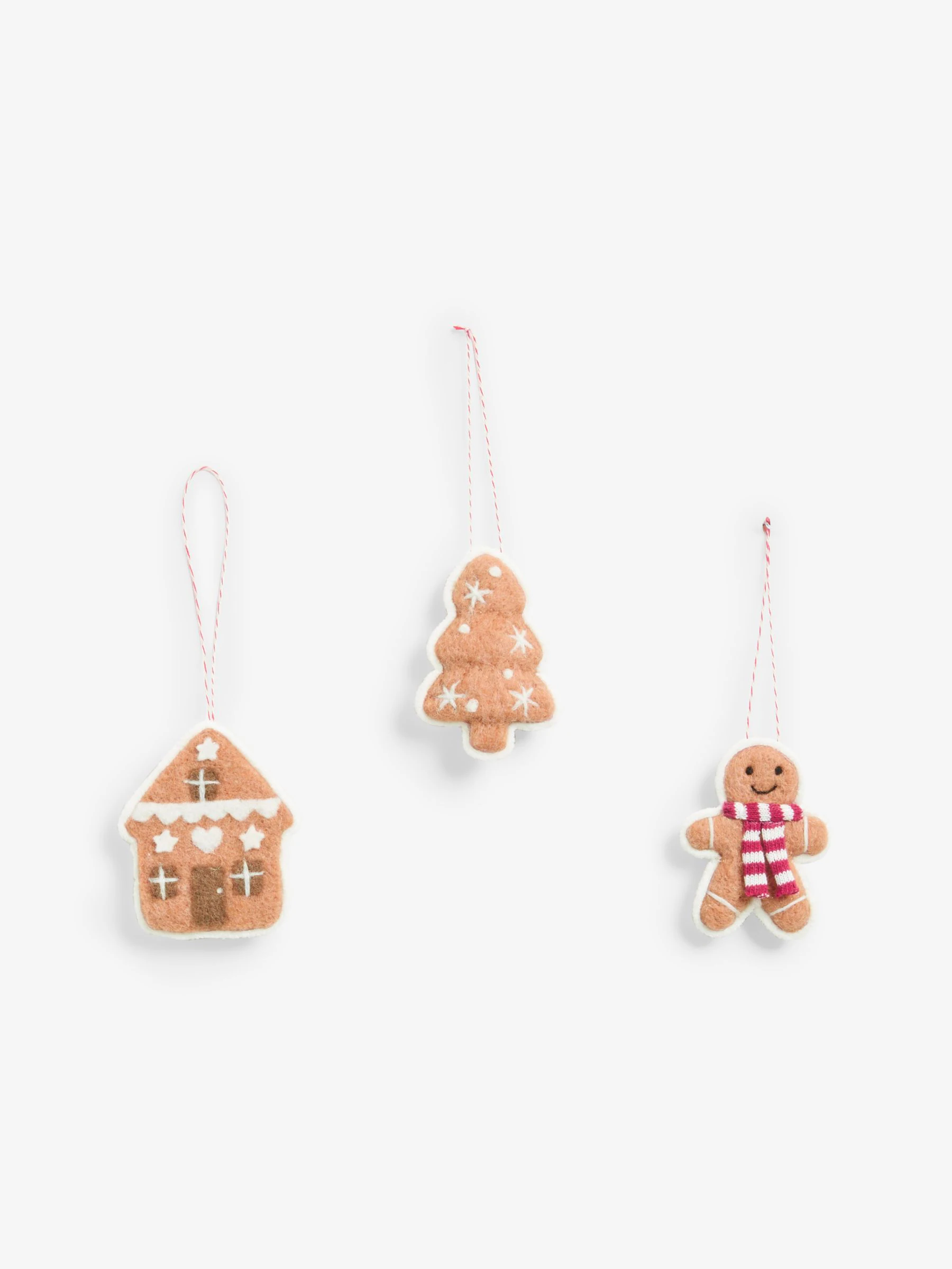 3 Pak peperkoekkoekjes vilten kerstballen