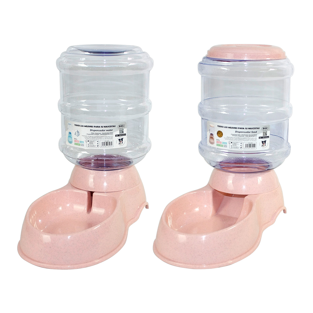 Dispensador automático de água para animais de estimação (cães e gatos) 3,5L x 2 unidades, dispensador de água e ração, cor enviada aleatoriamente.