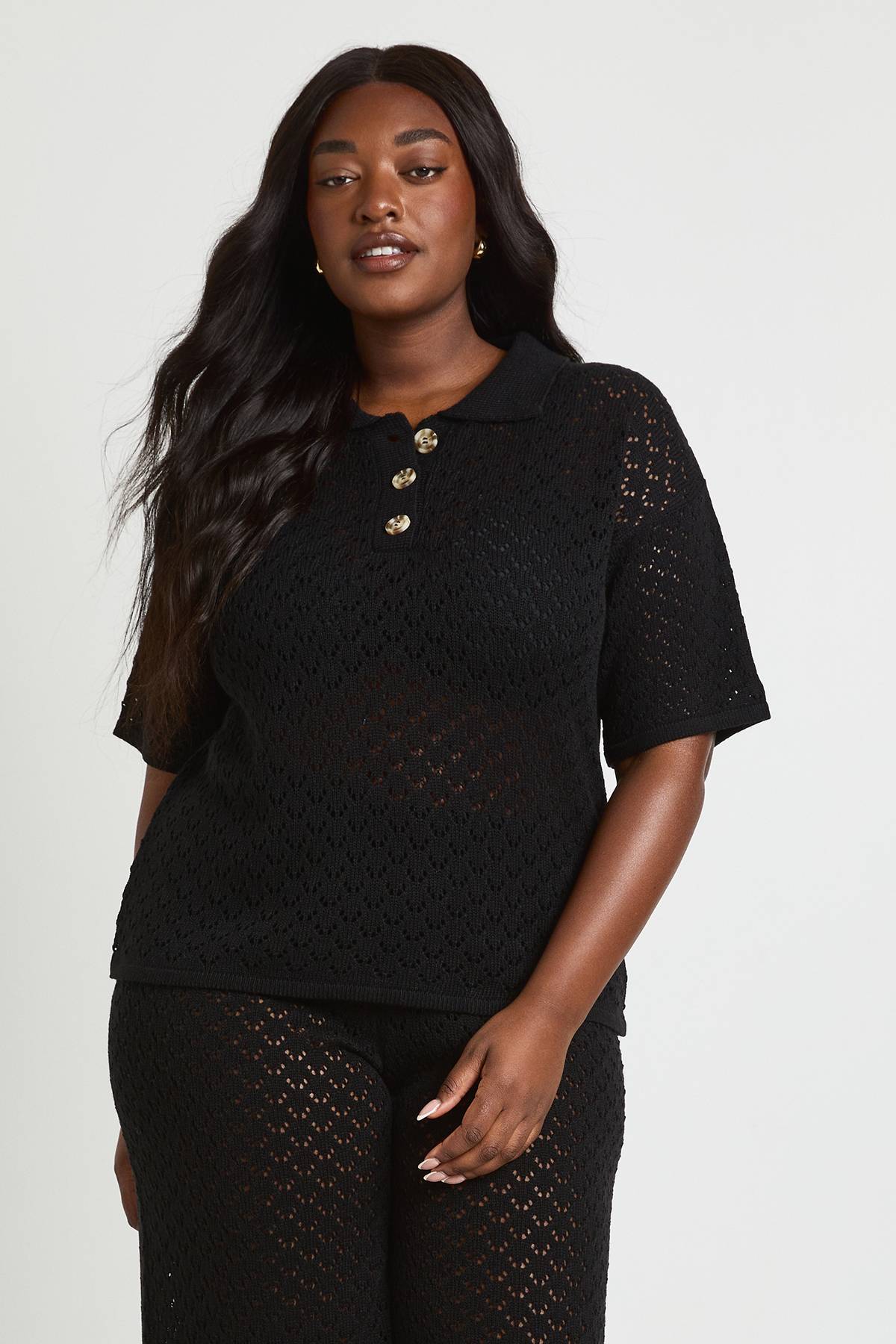 boohoo Haut De Plage Grande Taille En Maille À Col En V