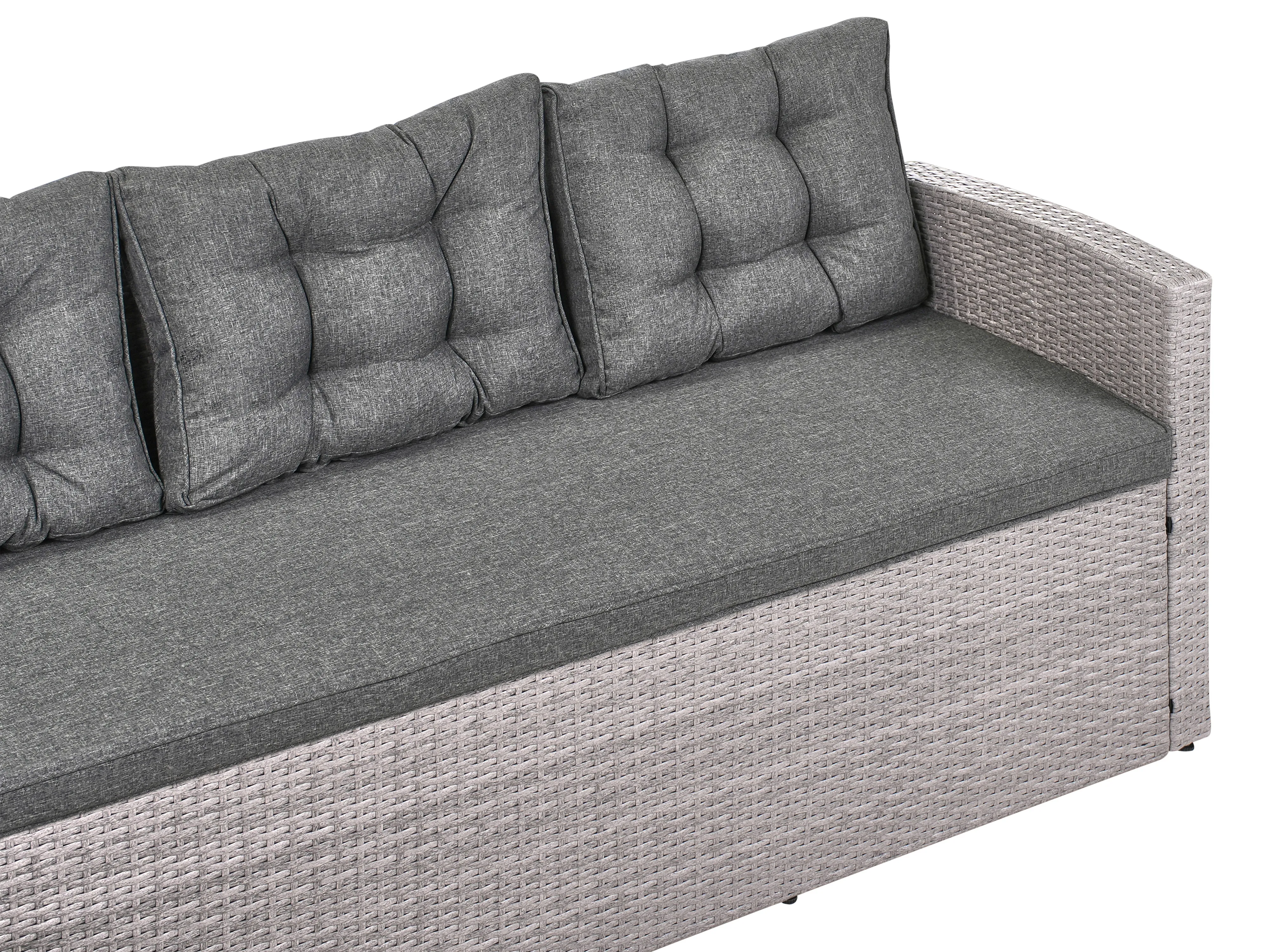 Loungeset met tafel 8-zits VITERBO met kussens PE rotan Grijs