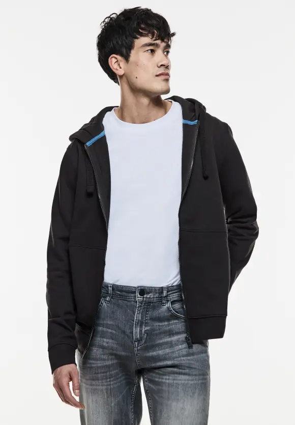 Hoodiejacke mit Taschen - Black