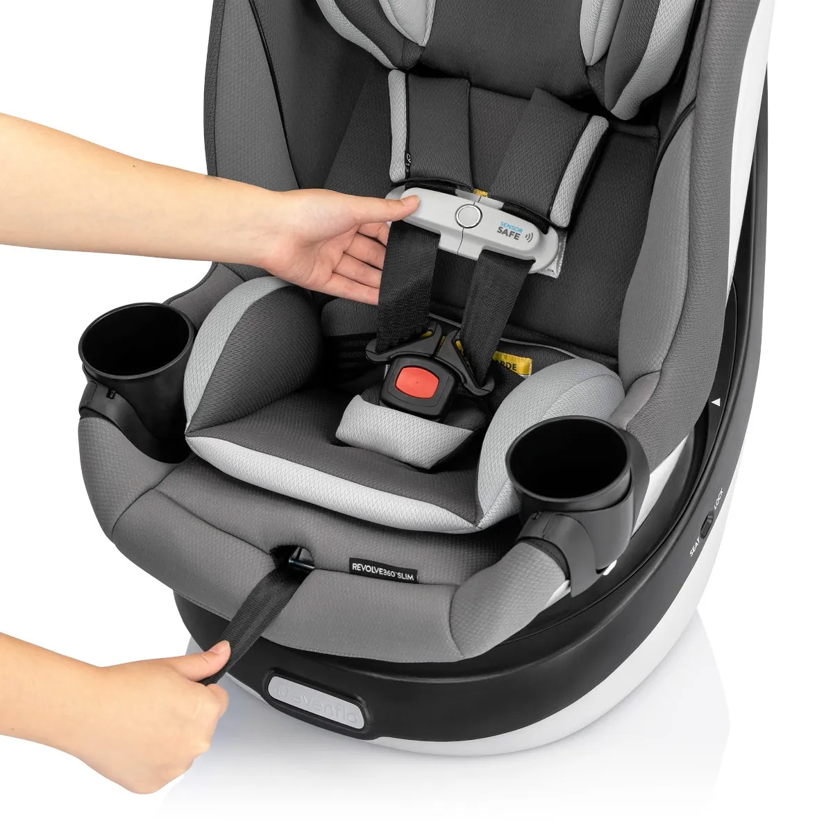 Evenflo Siège d’Auto 2-en-1 Rotatif Slim Revolve 360 GOLD avec SensorSafe - Gris Perle