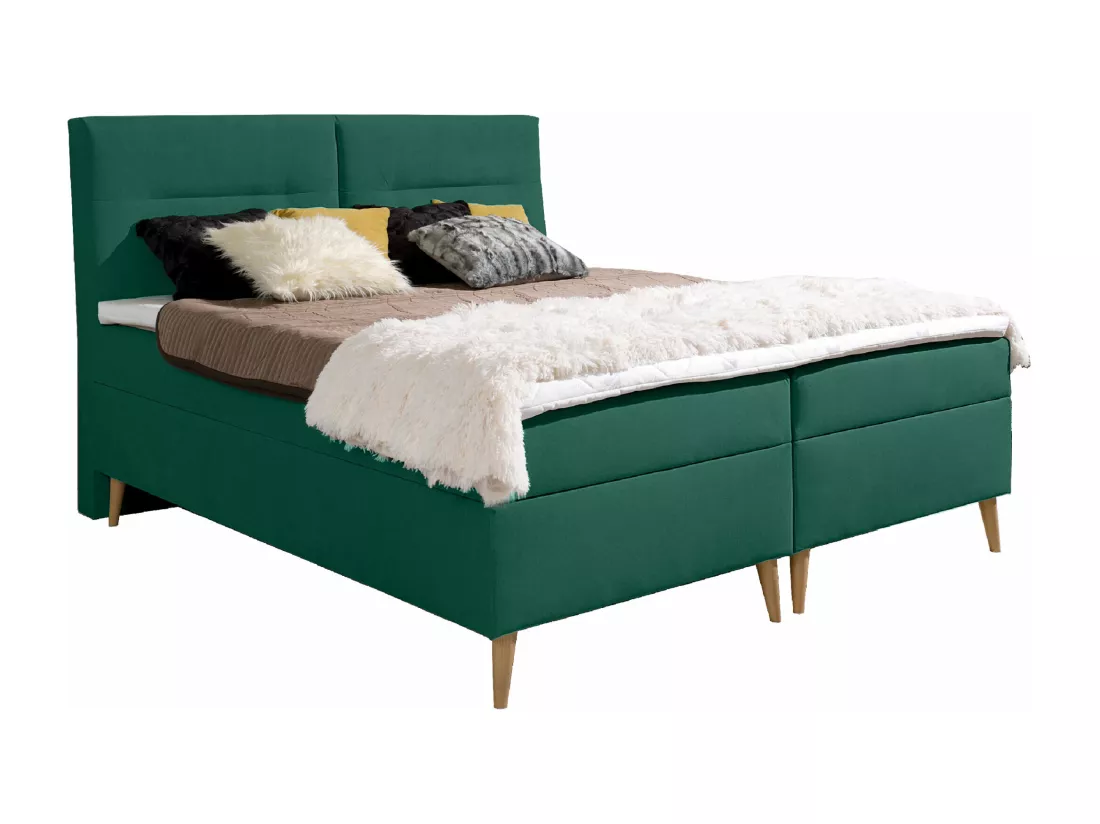 LIT BOXSPRING avec coffres de lit et surmatelas Scarlett 200x200 cm, Fancy 36 (Vert)