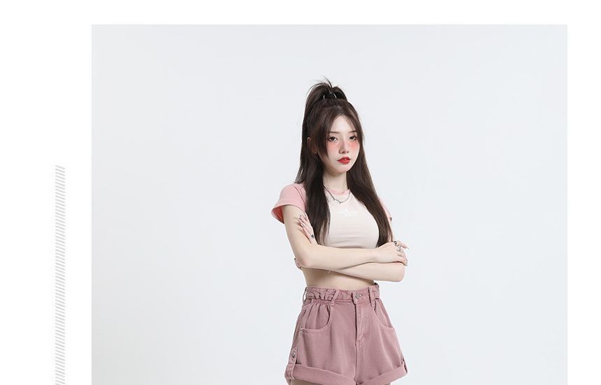 Denimot - Denim shorts met hoge taille en opgerolde zoom