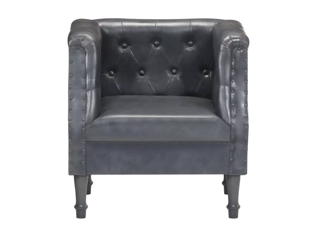 Fauteuil Gris Cuir véritable