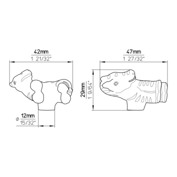 Knop Zebra zwart wit 44mm