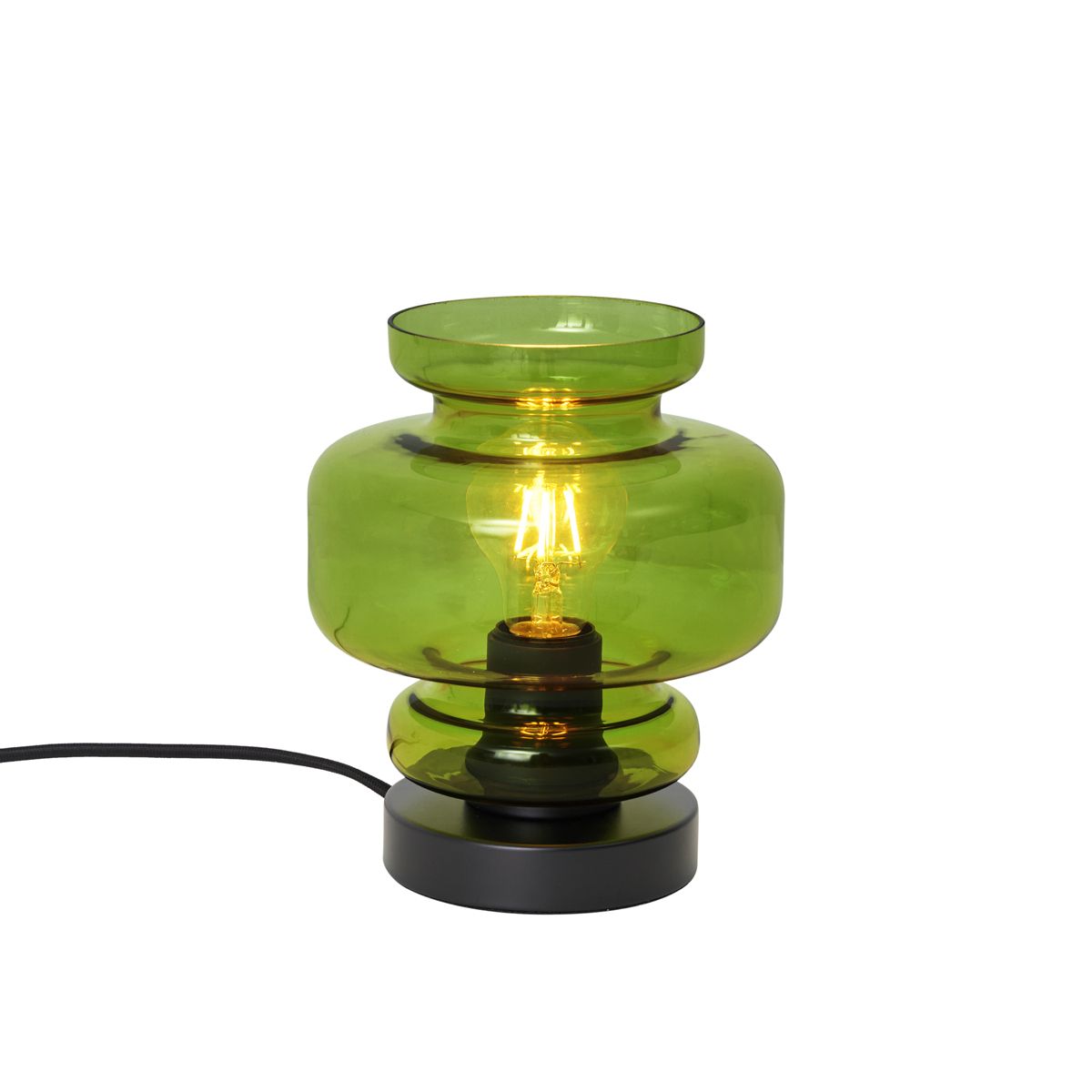 Retro tafellamp zwart met groen glas - Denise
