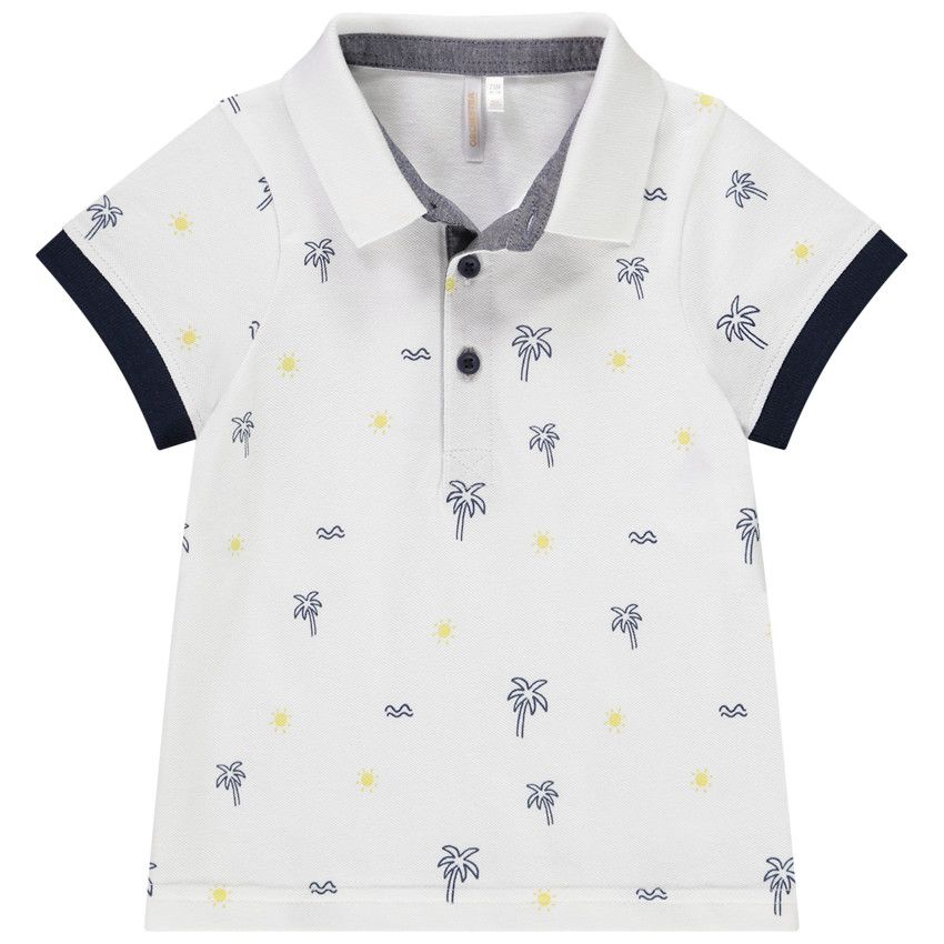 Polo manches courtes imprimé palmiers pour bébé garçon - Blanc