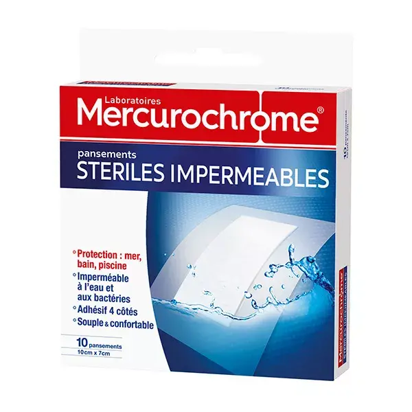 Curativos estéreis à prova d'água com mercurocromo - 10 unidades
