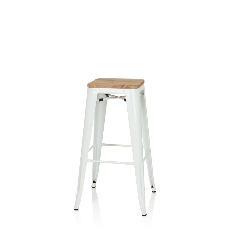 Barhocker VANTAGGIO HIGH W Stahl / Ulmenholz ohne Armlehnen hjh OFFICE
