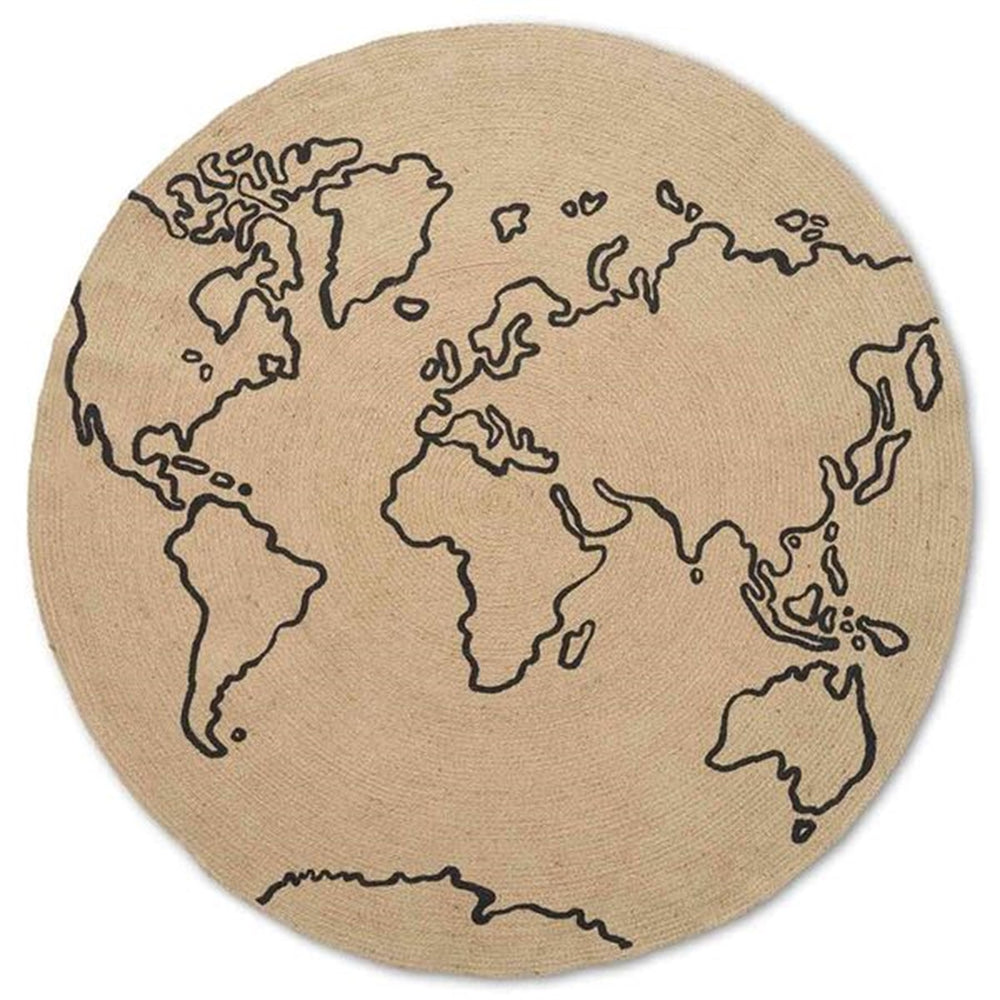 Jute Tæppe World Large - Ferm Living → Luksusbaby.dk