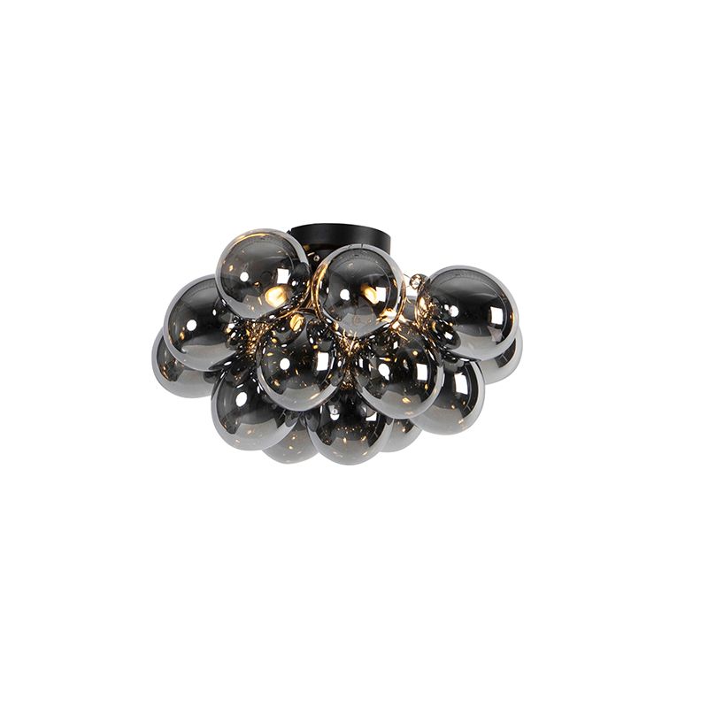Design plafondlamp zwart met smoke glas 4-lichts - Uvas