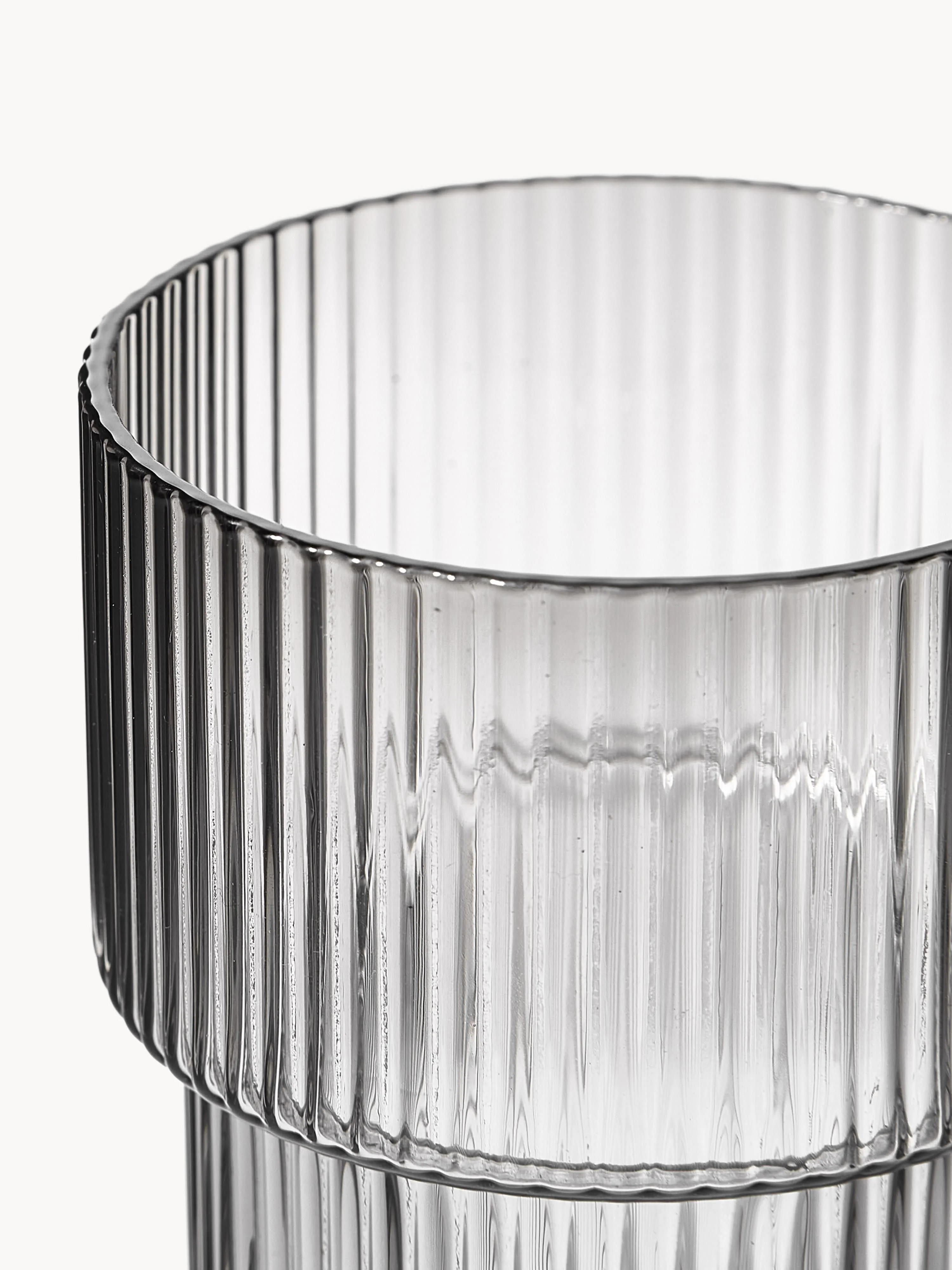 Mondgeblazen tumblers Ripple met groefreliëf, 4-delig