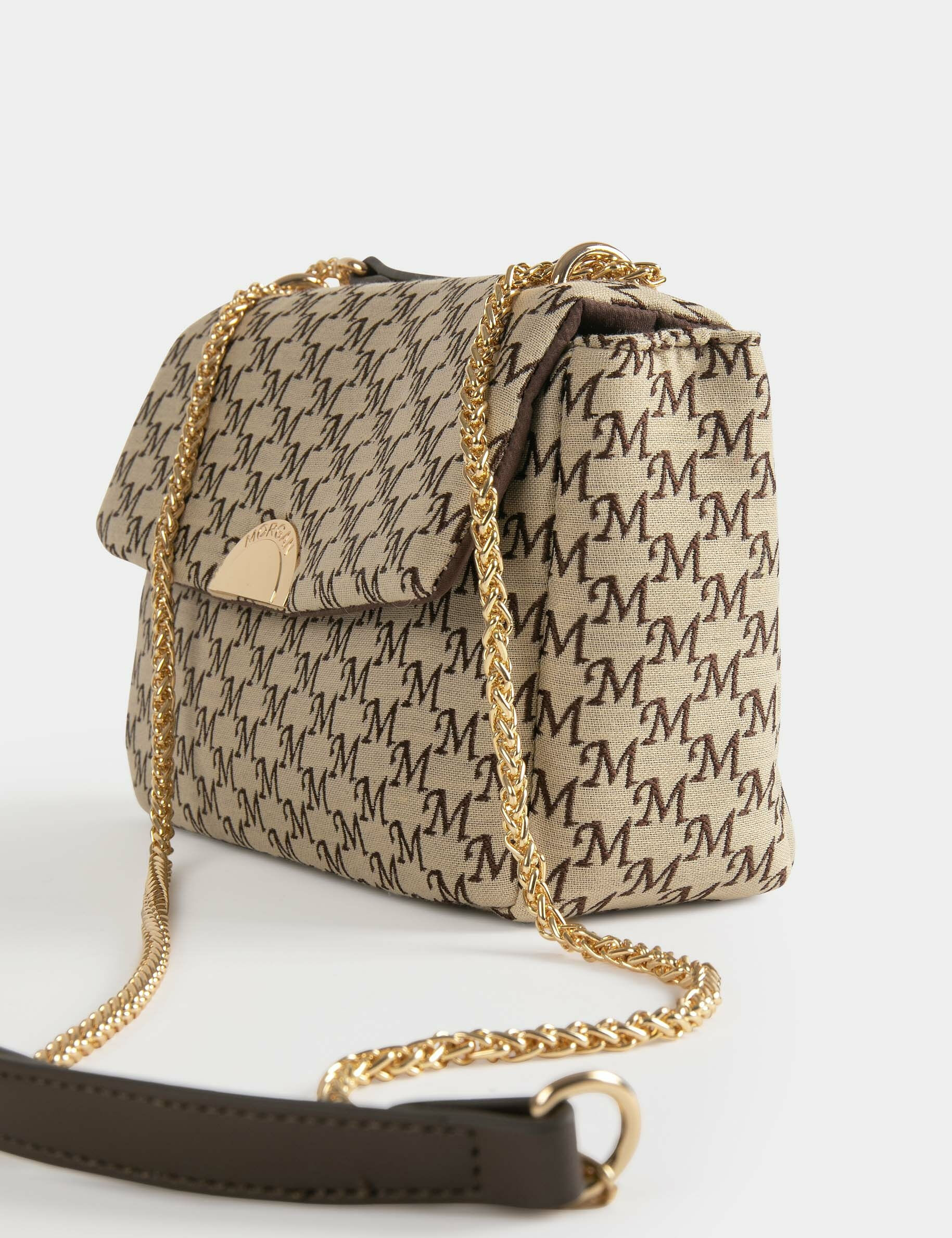 Sac à bandoulière imprimé monogramme beige femme - beige