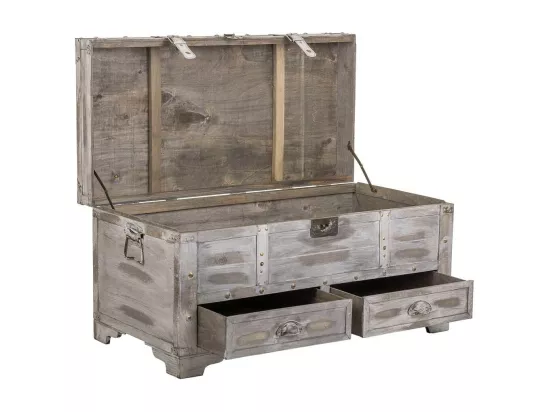 Coffre en bois blanc 90x45x45,5h