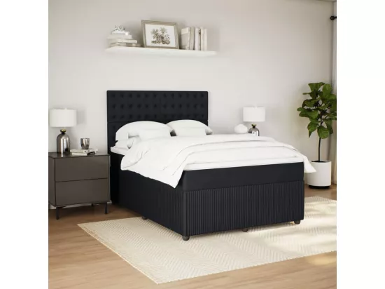 Sommier à lattes de lit avec matelas Noir 140x190 cm Velours