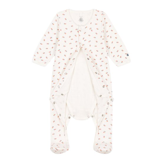 Bodyjama fleurs en tubique   Blanc marshmallow/blanc multico        de               Petit Bateau